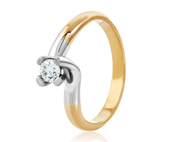 

Кольцо с камнем SWAROVSKI ZIRCONIA "Дафна", комбинированное золото, КД4146SW, 17.5 размер