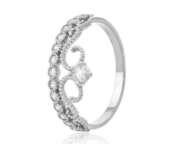 

Кольцо с камнем SWAROVSKI Zirconia "Корона для принцессы", белое золото, КД4155/1SW, 17 размер