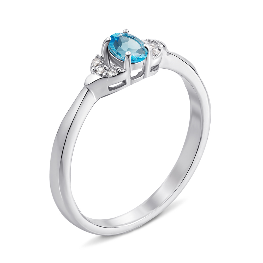 

Серебряное кольцо с голубым топазом и фианитами 000136485 16 размера