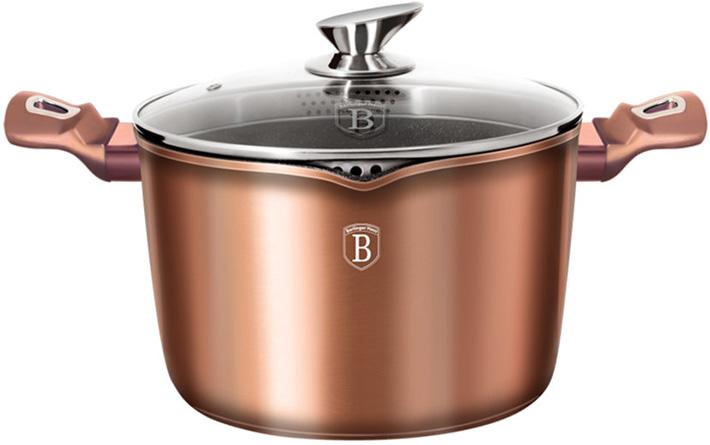 

Кастрюля Rose Gold 6л с крышкой-дуршлаг и носиком для слива, индукционная с антипригарным покрытием Berlinger Haus (TР01632314255)