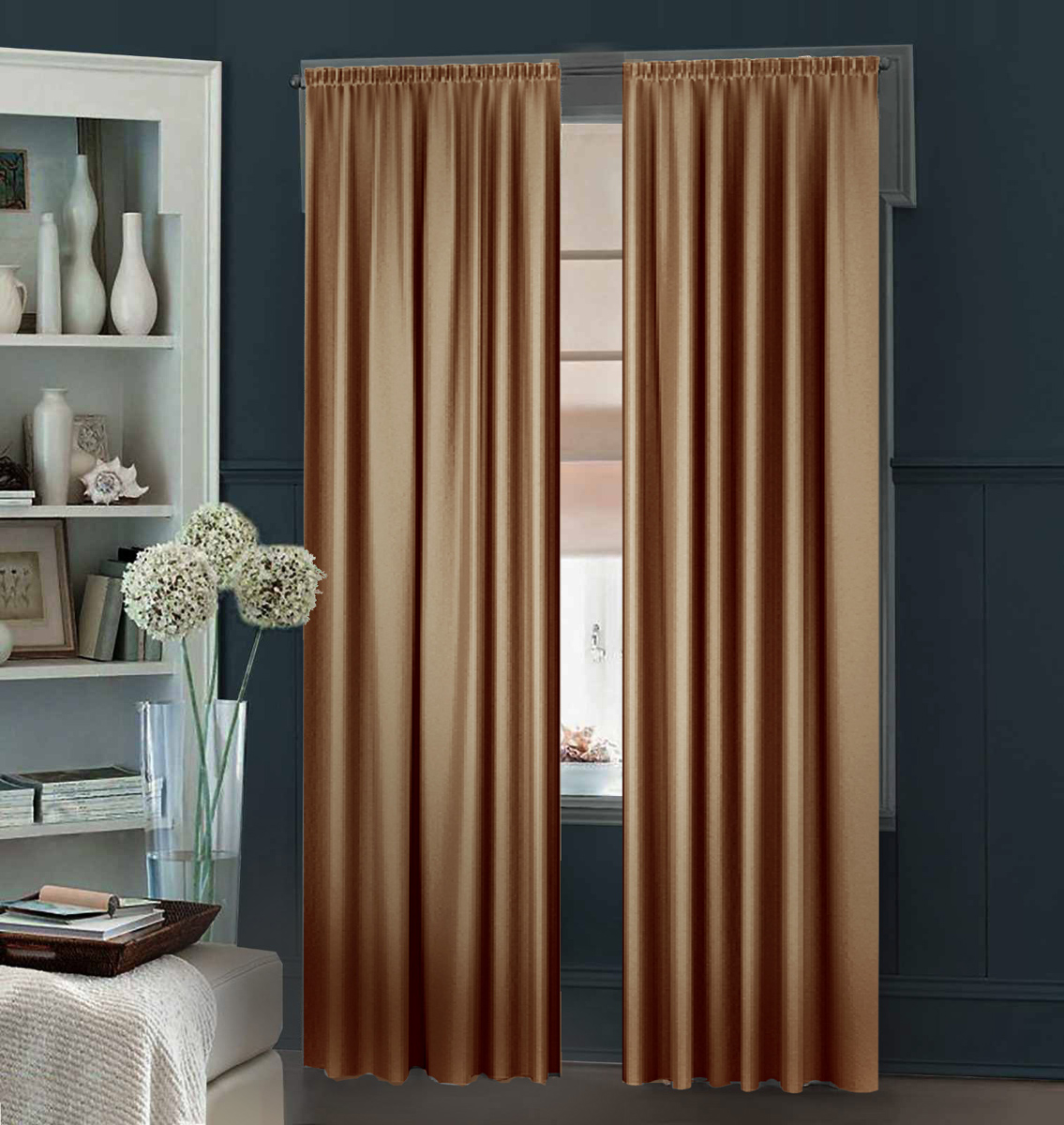 

Комплект штор Декор-Ин Гюрем шелк Востока 150х270 2 шт Бронзовых