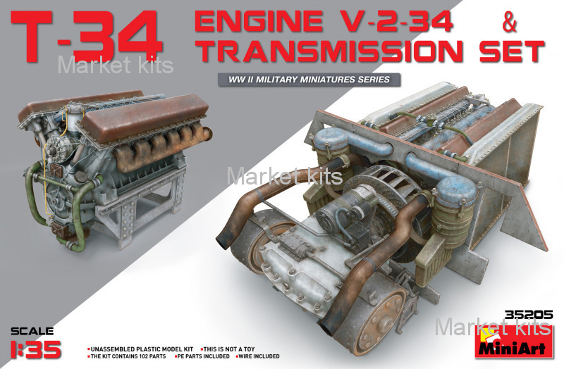 

Двигатель V-2-34 с трансмиссией для танка Т-34 1:35 MINIART (MA35205)