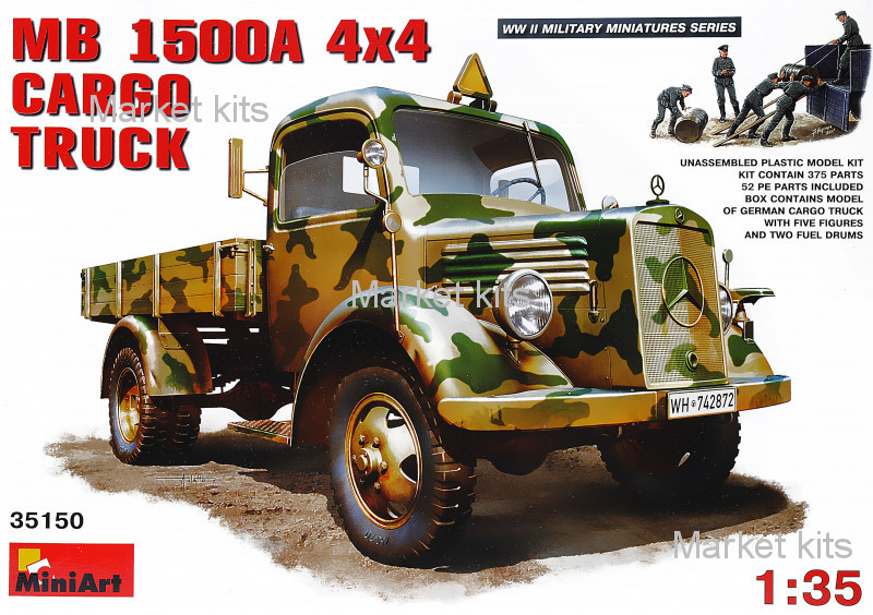 

Немецкий полноприводный грузовой автомобиль MB L1500A 1:35 MINIART (MA35150)