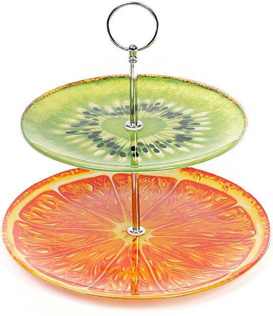 

Стеклянная фуршетная стойка "Glass Rainbow" 2 ярких блюда Ø25см и Ø18см