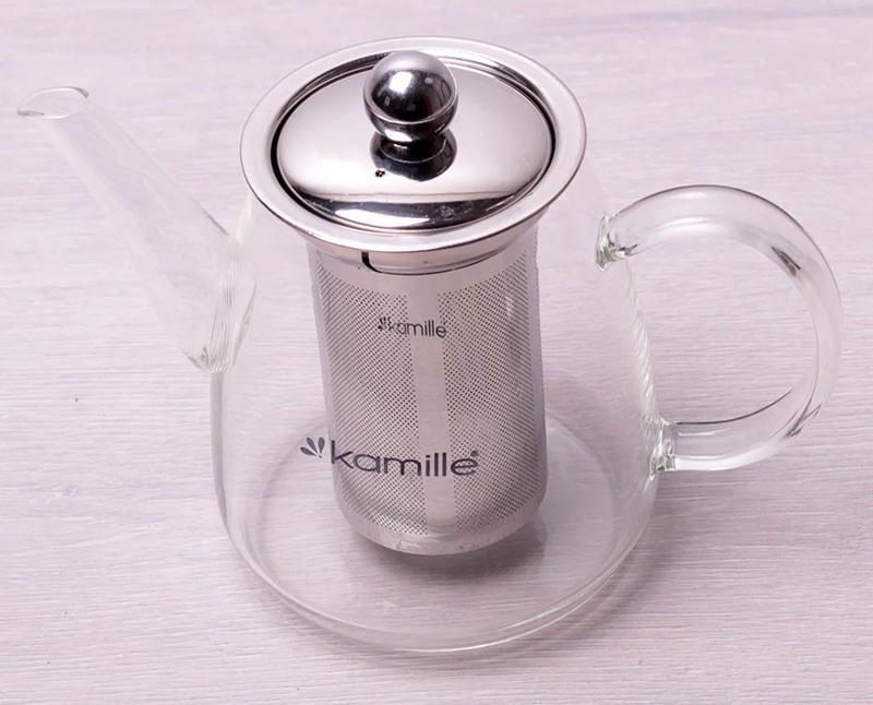 

Чайник заварочный Kamille Angeret 900мл стеклянный со съемным ситечком