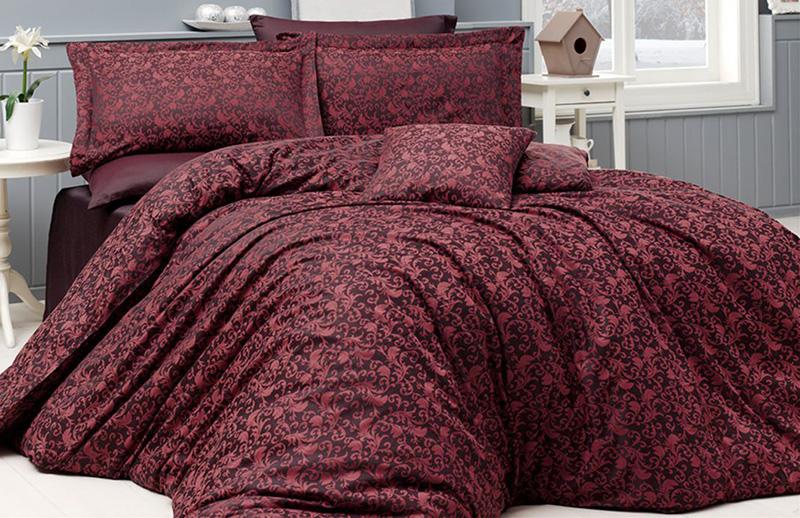

Комплект постельного белья Nazenin Serena Red Евро (4 наволочки) красный, жаккардовый сатин