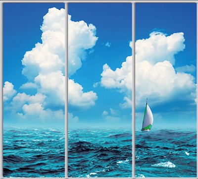 

Шкаф купе Luxe Studio Стандарт-1 Фотопечать Море-49 2300x2000x450 трехдверный