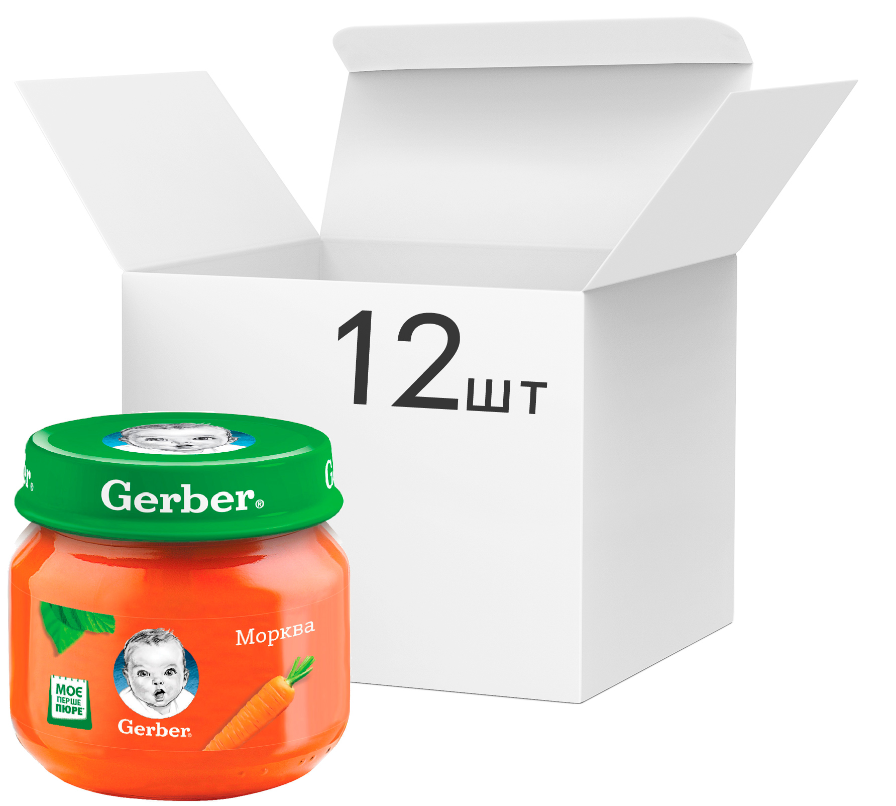 

Упаковка овощного пюре Gerber Морковь с 6 месяцев 80 г х 12 шт (7613036011327)