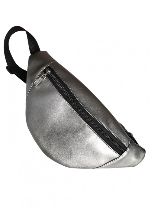 

Сумка женская на пояс (бананка) Sambag 33х14 см Темное серебро