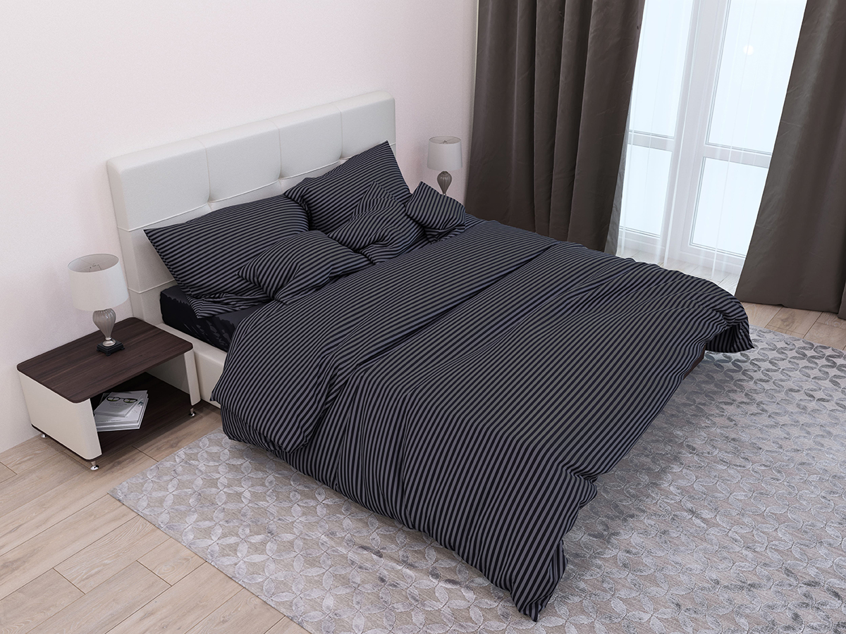 

Комплект постельного белья SoundSleep Stripe Black Сатин-страйп 160х220х2