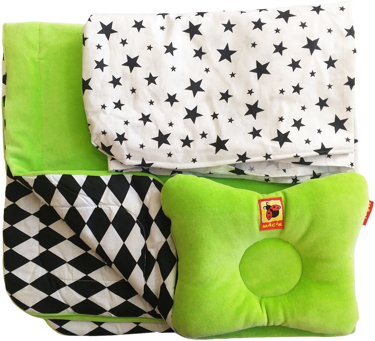 

Коплект Macik Bed Set Newborn подушка 26х21 см + одеяло 80х90 см + простыня 60х120 см Зеленый (MC 110512-08)