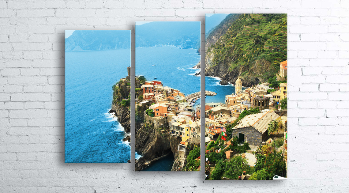 

Модульная картина на холсте 3 в 1 Vernazza. Cinque Terre National Park 100х130 см (секции разного размера)