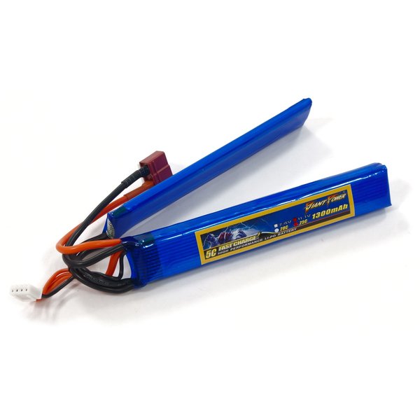 

Аккумулятор для страйкбола Giant Power Li-Pol 11.1V 3S 1300mAh 25C 2 лепестка 12.5х21х130мм T-Plug