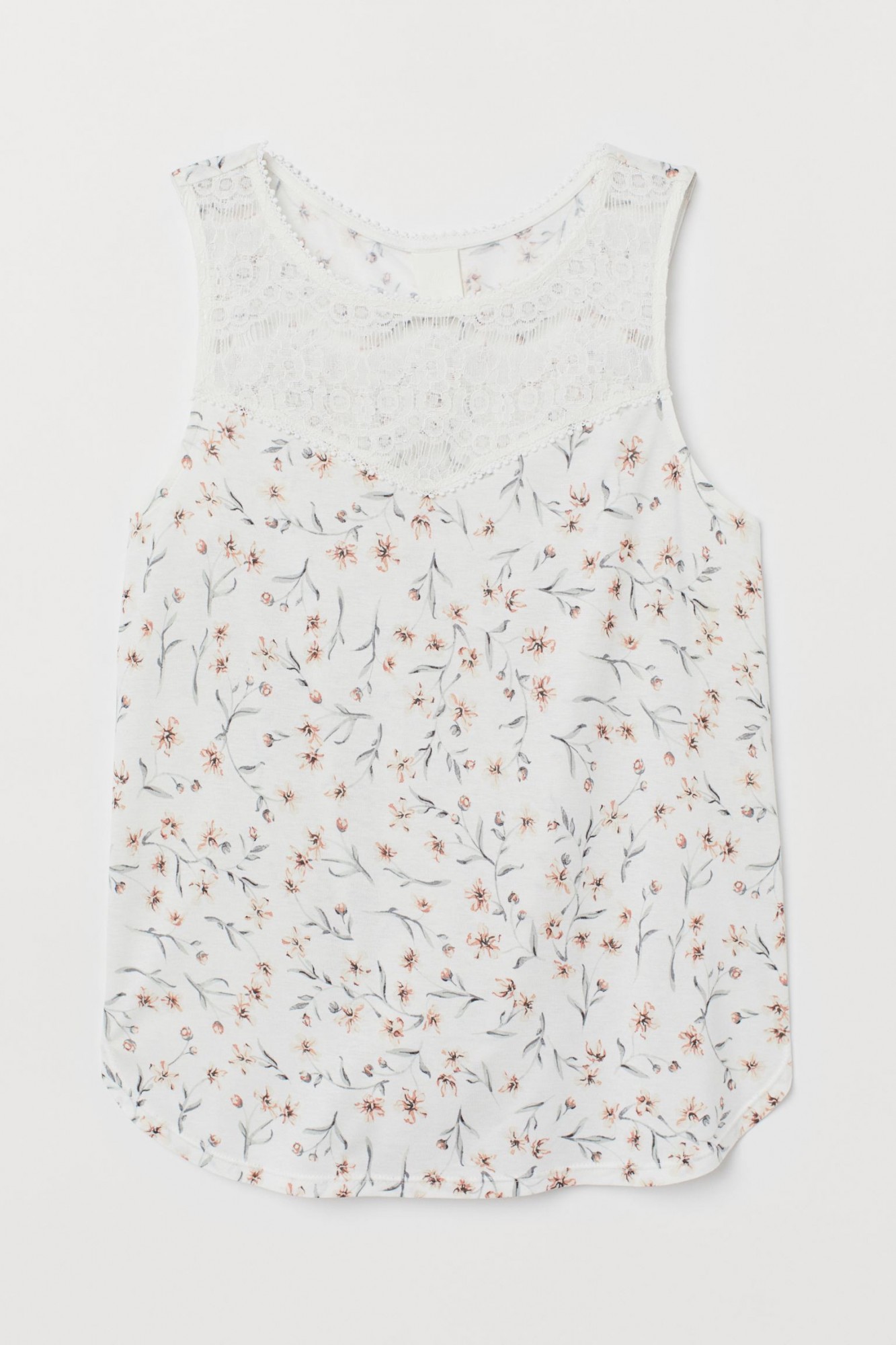 

Майка с кружевом H&M M белый в цветы 6134599RP12