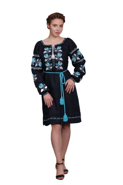 

Вишиванки narodniy-butik Роза України 46 темно-синій 1506.1