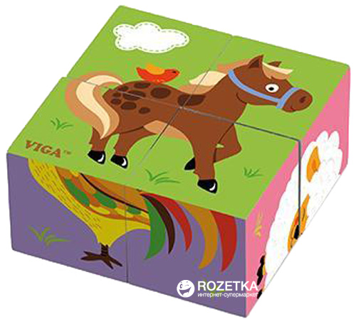 

Деревянные кубики-пазл Viga Toys Фермерские зверята (50835)