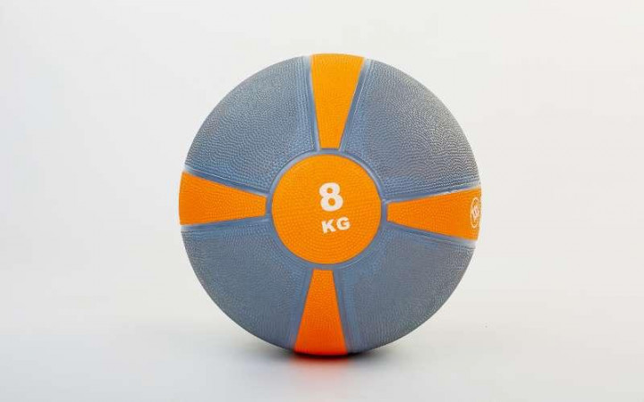 

Медбол Zelart Medicine Ball FI-5122-8 8кг (резина, d-28,5см, серый-оранжевый)