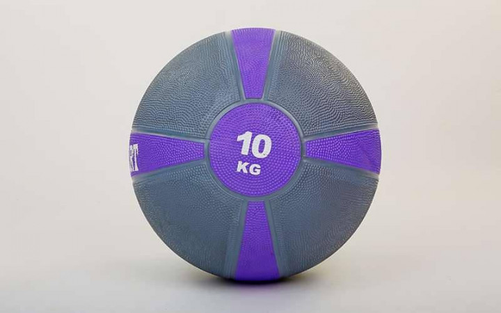 

Мяч медицинский медбол Zelart Medicine Ball FI-5122-10 10кг (резина, d-28,5см, серый-фиолетовый)