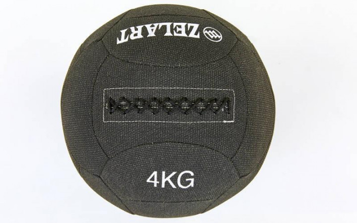 

Мяч для кроссфита набивной в кевларовой оболочке 4кг Zelart WALL BALL FI-7224-4 (кевлар, наполнитель-метал. гранулы, d-35см, черный)