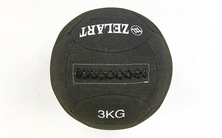 

Мяч для кроссфита набивной в кевларовой оболочке 3кг Zelart WALL BALL FI-7224-3 (кевлар, наполнитель-метал. гранулы, d-35см, черный)