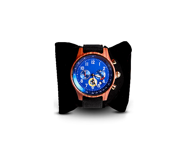 

Деревянные наручные часы ручной работы WoodenWatch Comandor Синий циферблат