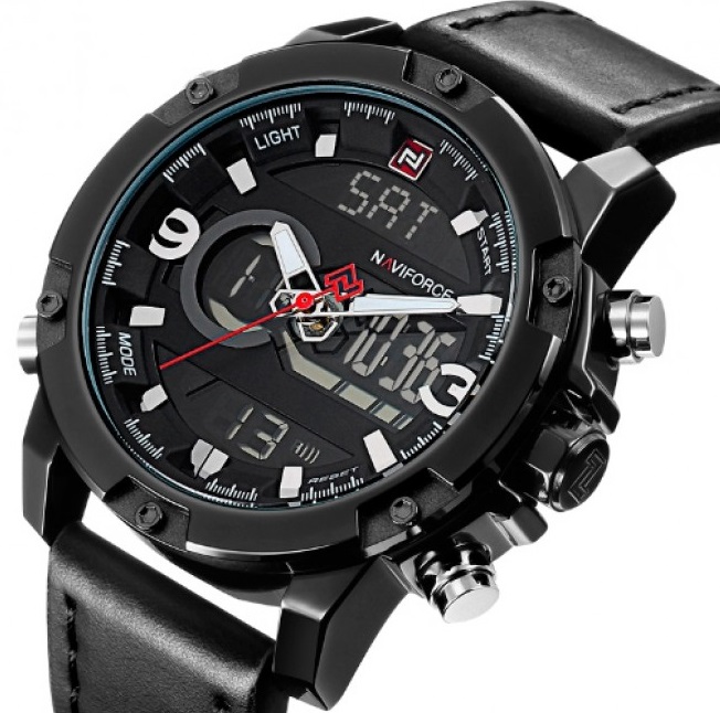 

Мужские наручные часы Naviforce Kosmos Black, двойное время, подсветка