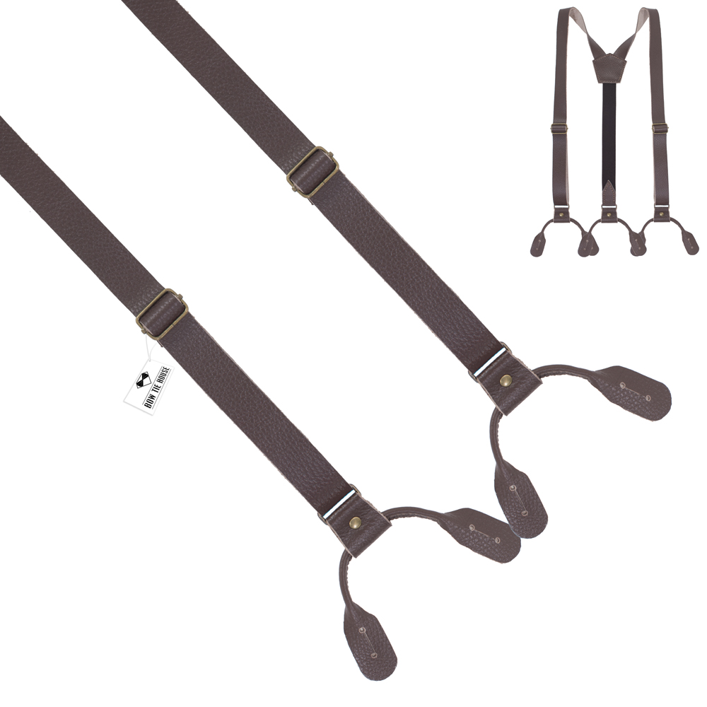 

Подтяжки Bow Tie House кожаные на хлястиках Matt Brown Textured 09926