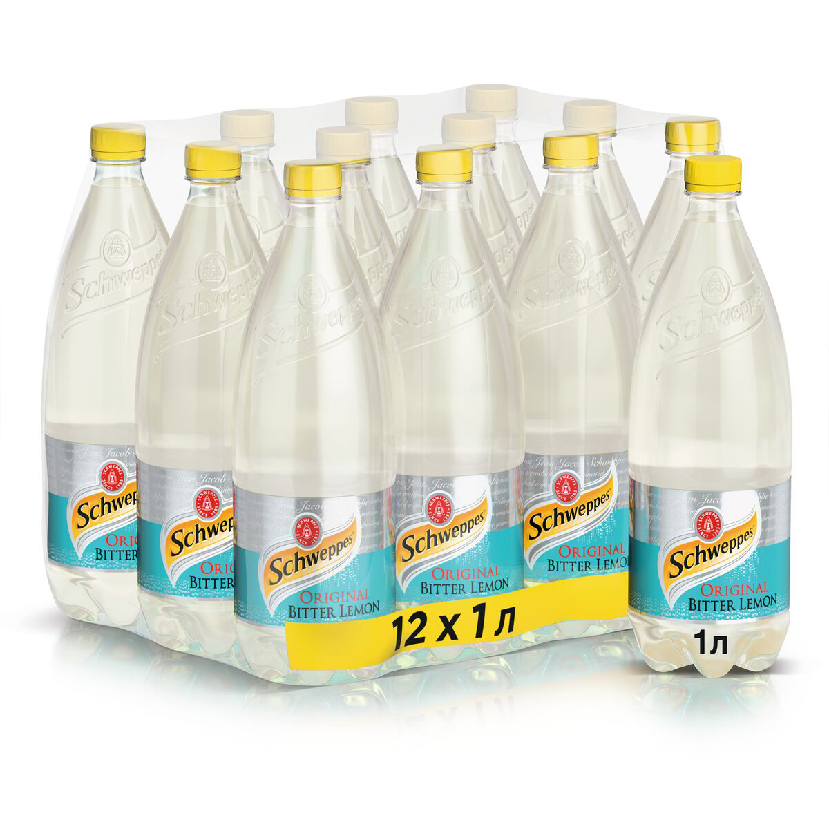 Акция на Упаковка безалкогольного напитка Schweppes Bitter Lemon 1 л х 12 бутылок (5449000064202) от Rozetka UA