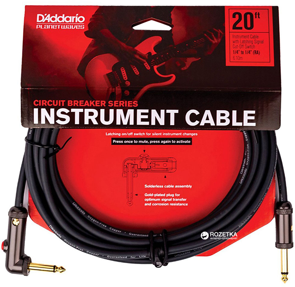 

Инструментальный кабель Planet Waves PW-AGLRA-20 Curcuit Breaker Latching Switch 6.1 м Black