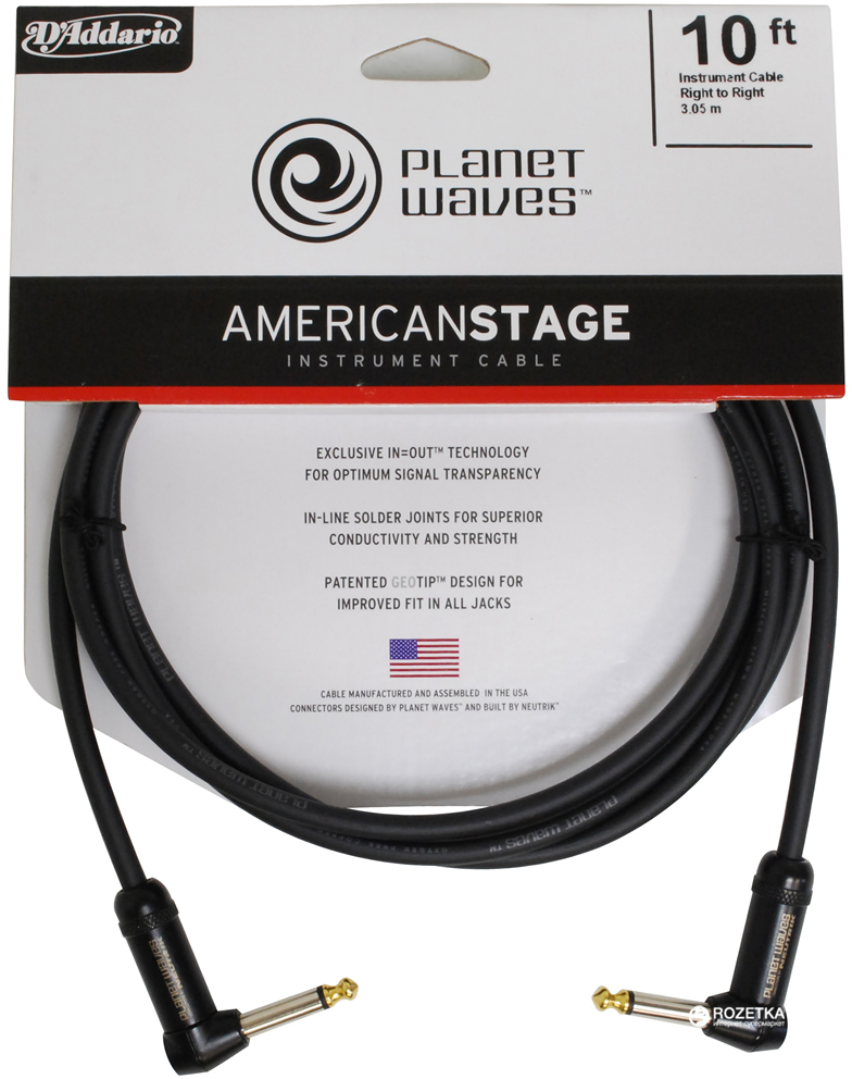 

Инструментальный кабель Planet Waves PW-AMSGRR-10 Right to Right 3.05 м Black