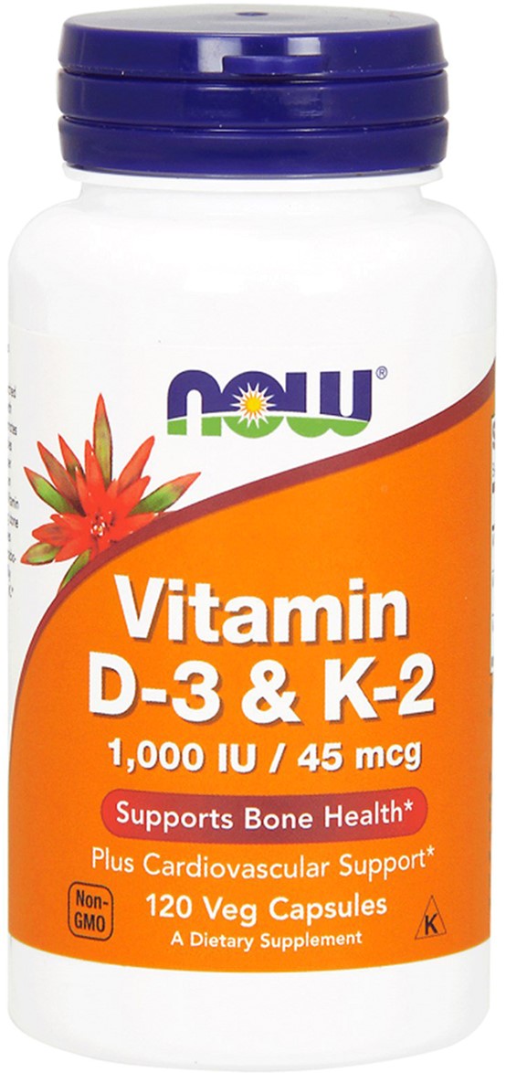 Витамины Now Foods Vitamin D3 & K-2 1000 IU/45 мкг 120 веганских капсул ...