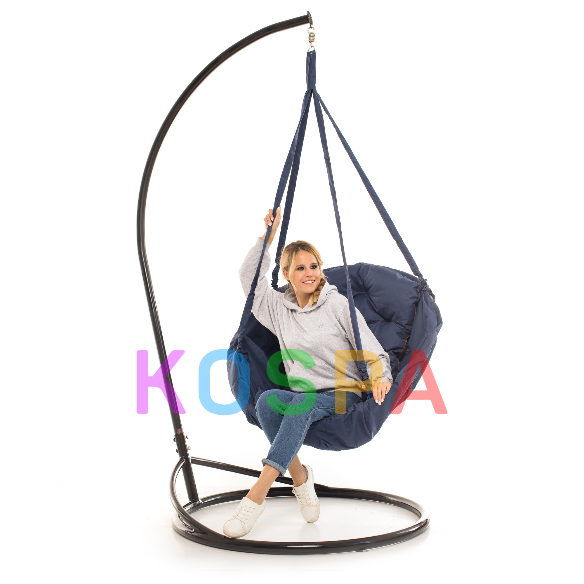 

Подвесное Кресло качеля-гамак с подставкой Kospa Lounge Ligth+ Синий
