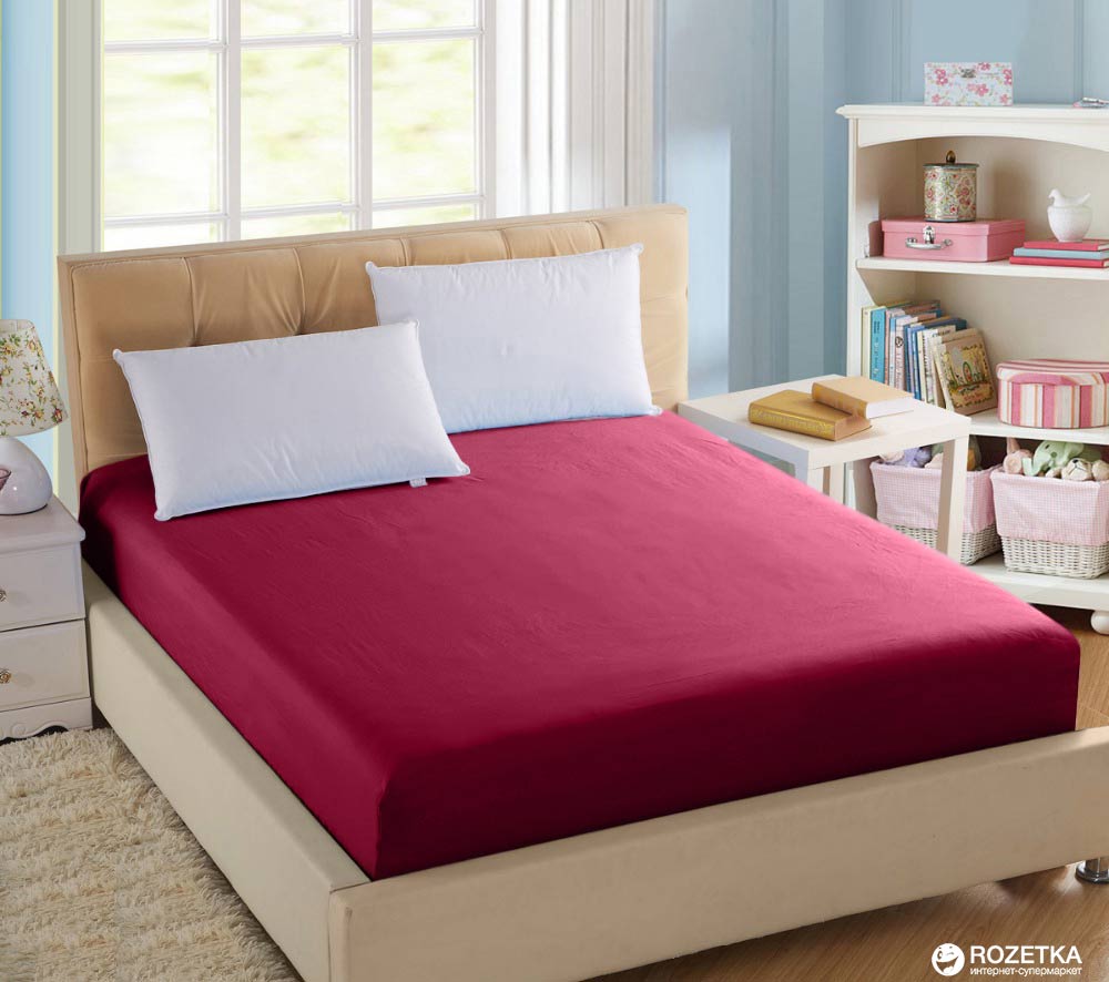 

Простынь на резинке U-tek Home Sateen 120x200х25 см Wine Red