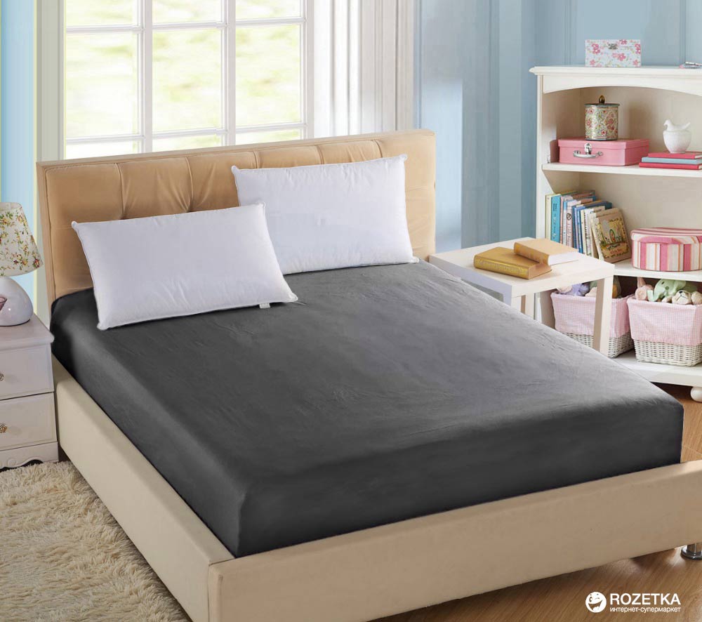 

Простынь на резинке U-tek Home Sateen 140x190х25 см Iron Grey