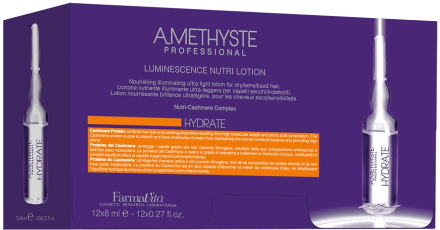 Акція на Лосьон в ампулах для волос Farmavita Amethyste Hydrate Luminescence Nutri Lotion Увлажняющий 8 мл x 12 шт (8022033016096) від Rozetka UA