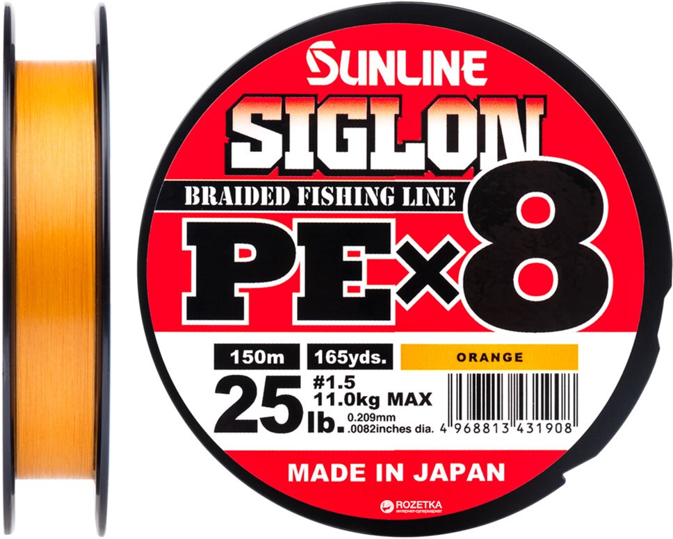 

Шнур Sunline Siglon PE х8 150 м # 1.5/0.209 мм 11 кг Оранжевый (16580991)