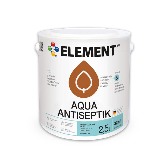 

Антисептик для дерева Aqua Antiseptik "ELEMENT" 2.5 л Тик