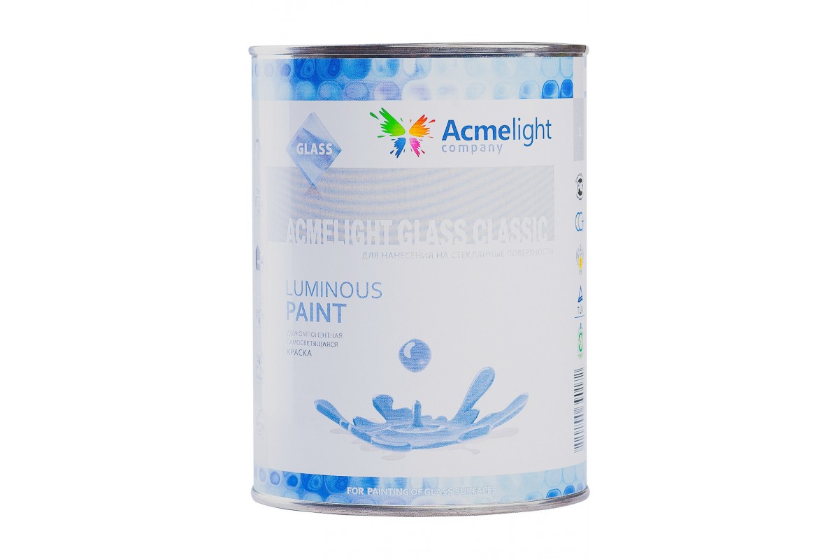 

Краска светящаяся, двухкомпонентная для стекла AcmeLight Glass Classic белая с зеленым свечением 1,5 л