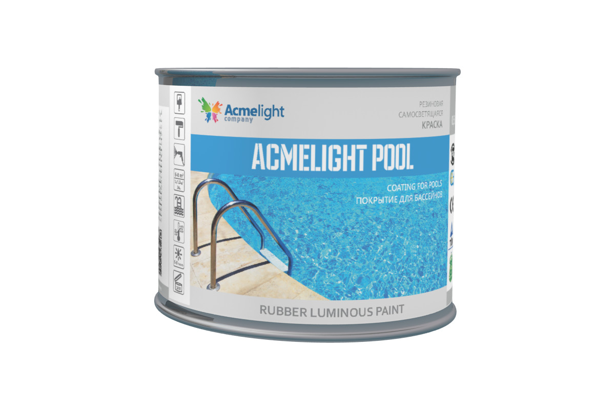 

Краска светящаяся, двухкомпонентная, для бассейнов Acmelight Pool классическая с зеленым свечением 0,75 л