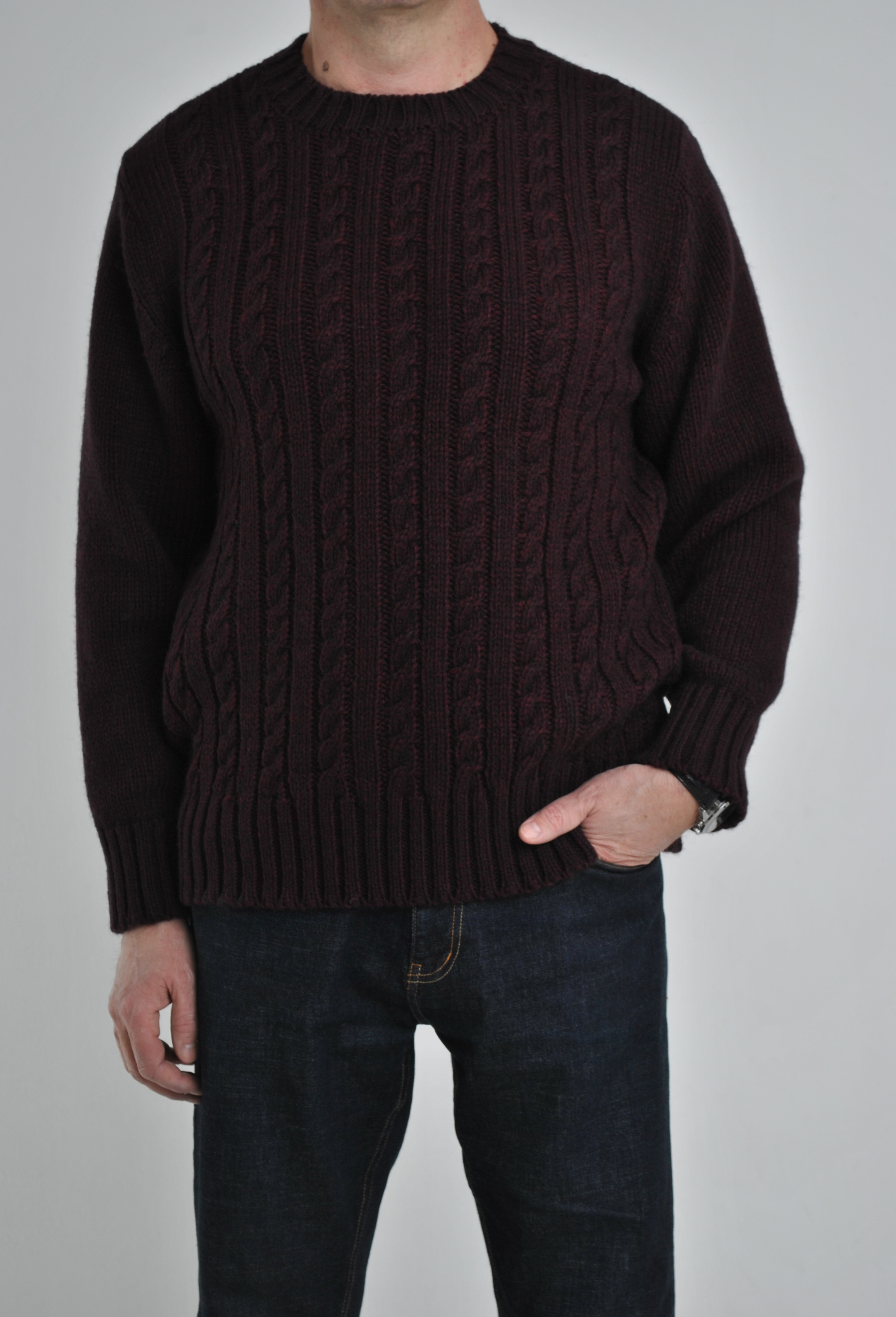 

Мужской эксклюзивный свитер с косами, в смешанном бордовом цвете, р, Мужской эксклюзивный свитер с косами, в смешанном бордовом цвете, р.3XL