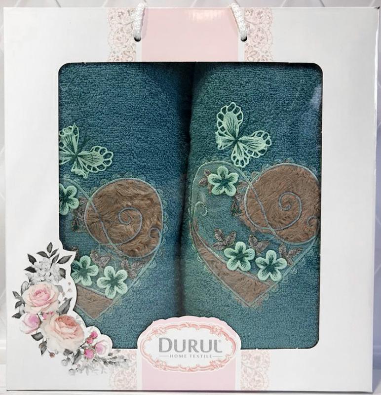 

Набор 2 полотенца Durul Heart 3D с вышивкой (50х90 и 70х140см), хлопок