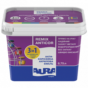 

Антикоррозионная грунтовка-эмаль Aura Luxpro Remix Anticor 0.75 л (RAL 1018 жовта)