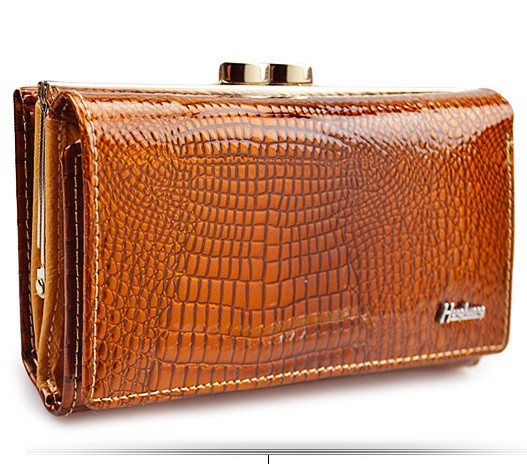 

Женский кошелек Henghuang коричневый из натуральной кожи под рептилию 107-5