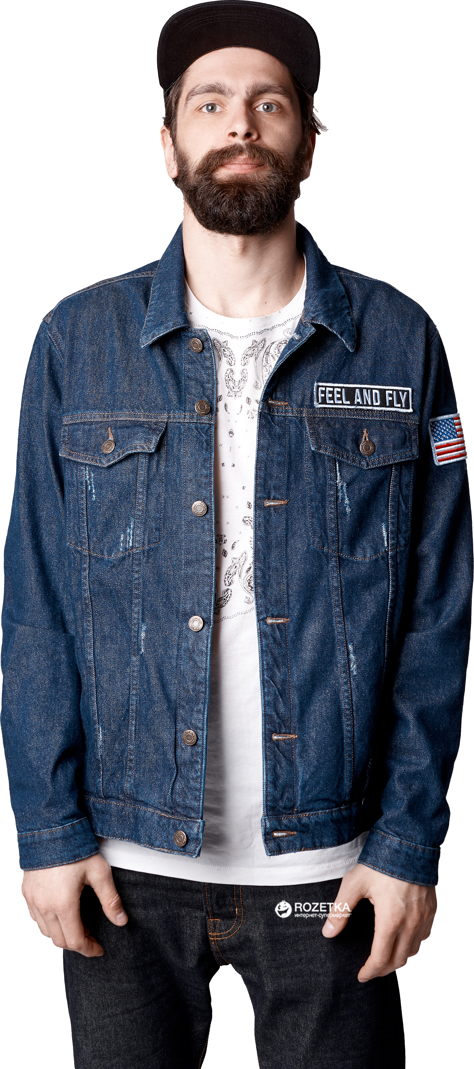 

Джинсовая куртка Feel and Fly Patch Dark Blue KDJP-0104 XL Синяя