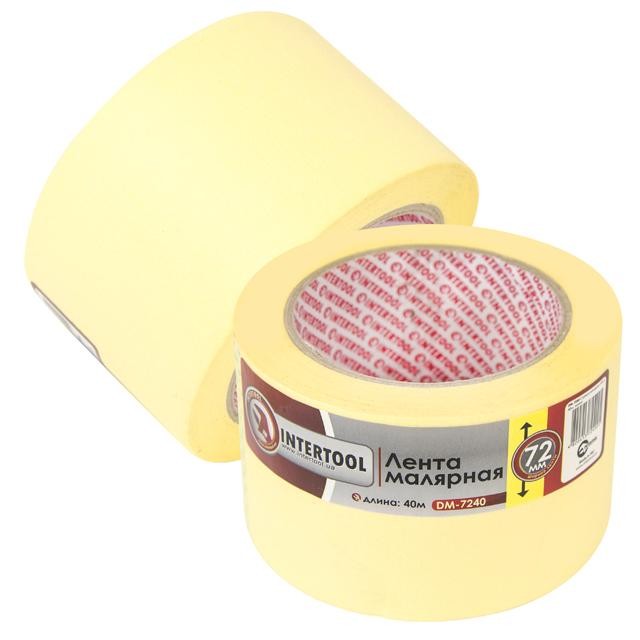 

Лента малярная 72мм, 40м, желтая INTERTOOL DM-7240