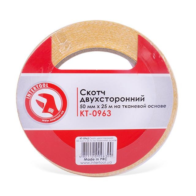 

Скотч двухсторонний 50 мм*25 м на тканевой основе INTERTOOL KT-0963