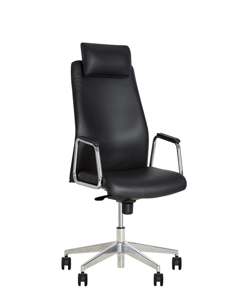 

Кресло офисное для кабинета SOLO HR black ST PL70 с механизмом Synchro Trasla, пластиковая черная база, регулируемый по высоте подголовник, обивка экокожа ECO 30 Новый Стиль цвет Черный