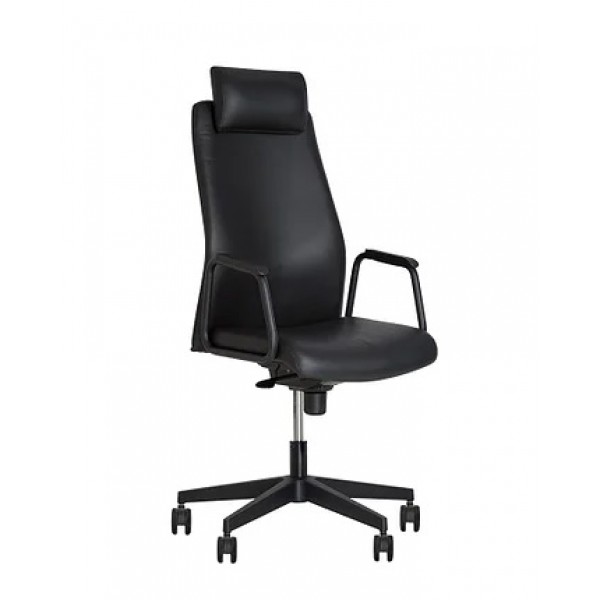 

Кресло офисное для кабинета SOLO HR black SFB PL70 с механизмом SFB, пластиковая база, регулируемый по высоте подголовник, обивка экокожа ECO 30 Новый Стиль цвет Черный