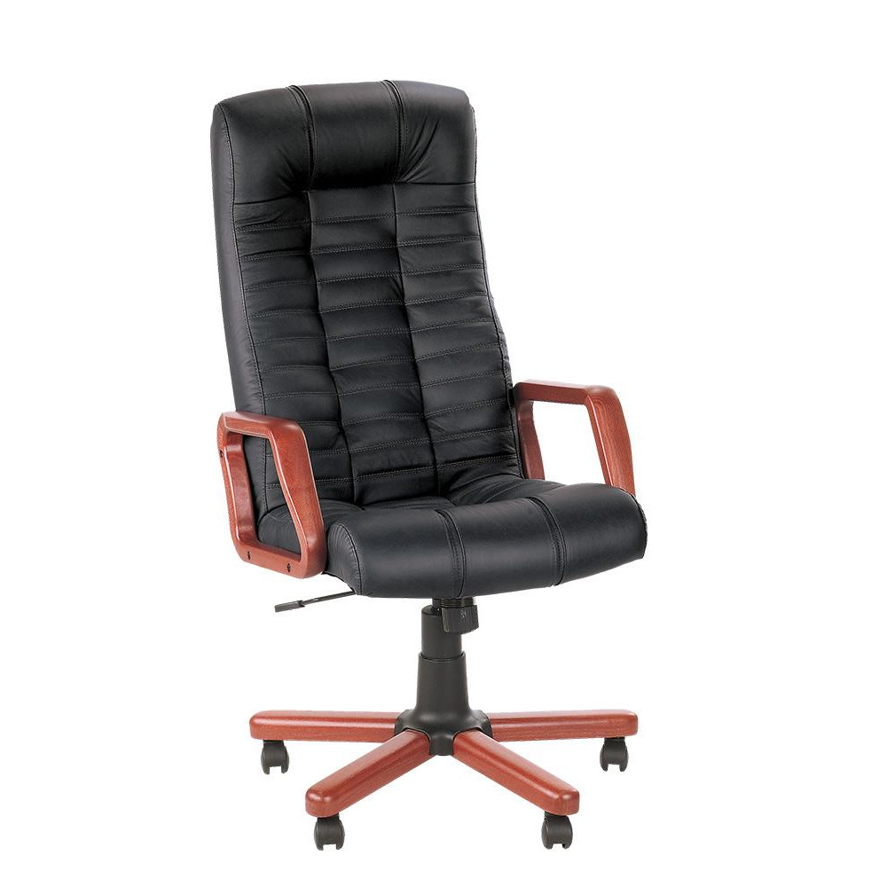 

Кресло офисное для кабинета ATLANT extra Tilt EX1 с механизмом Качания, металлическая база с деревянными накладками, подлокотники деревянные, обивка экокожа ECO 30 Новый Стиль цвет Черный