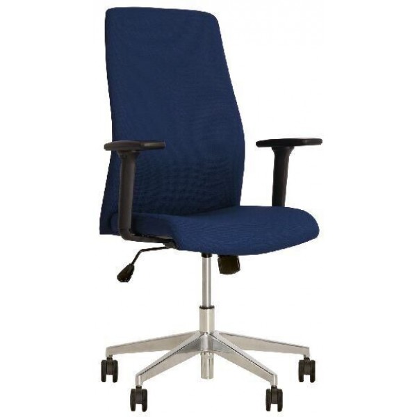 

Кресло офисное для кабинета SOLO R steel SL AL70 с механизмом Synchro Light, алюминиевая база, 2D подлокотники, обивка ткань ZT Новый Стиль цвет Синий